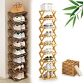 DDRIC 9-Tier No-Assembly Bamboo Rack, 2026 Upgraded Foldable Corner Shoe Rack, Space-Saving Organizer for Shoes, No-Tool Narrow Shelf for Entryway Closet Dorm (Nuture,9-Tier)