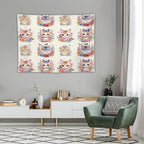 VUMIVI Watercolor Flower Cat Tapestry Colorful Cartoon Cute Animals Butterflies Abstract Art Print Tapestry Wall Hanging for Living Room Bedroom Dorm Classroom Aesthetic Decor W40xL30in