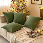 MIULEE Pack of 2 Decorative Outdoor Solid Waterproof Throw Pillow Covers Christmas Faux Linen Garden Farmhouse Cushion Cases for Patio Tent Balcony Couch Sofa 20x12 Inch Dark Green