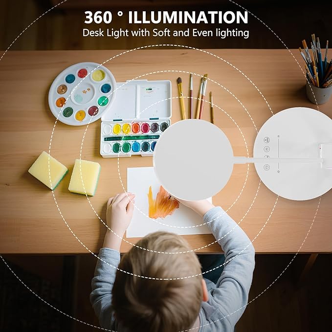 Desk Lamp for Home Office, 800LM Bright Eye-Caring Desk Light, 2900K-5800K Dimmable Table Lamps, Touch Control Computer Light for Reading,Dorm Study