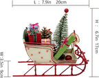 Berfutall-Red Santa Sleigh Christmas Decor for Table Top Holiday Home Decorations Decoration with Rustic Charm (G) (G Red/White 8")