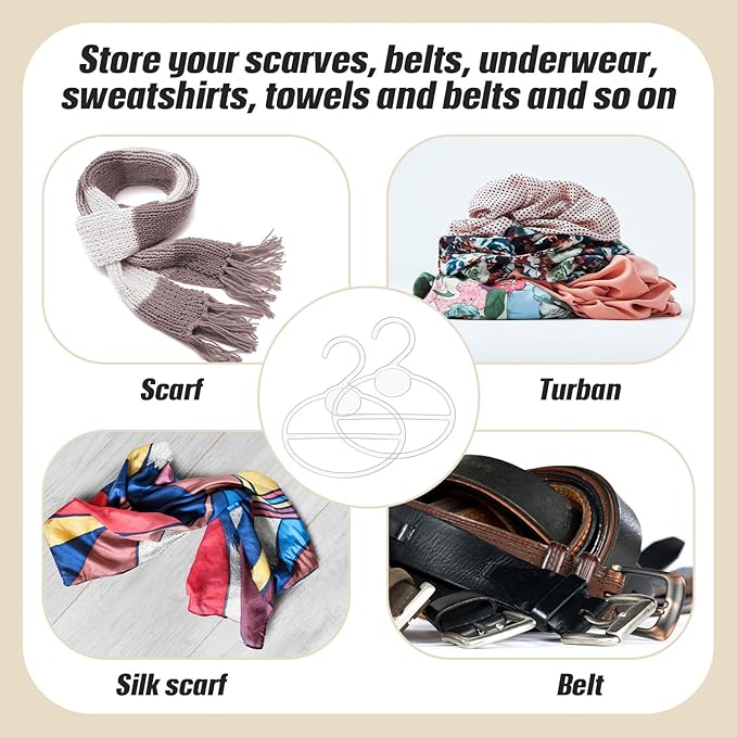 50 Pcs Scarf Hanger Plastic Holder Organizer Space Saving Scarf Organizer Clothes Hanger for Scarves Headscarves Clothing Sorting Storing (Clear)