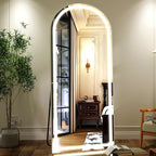 GLSLAND Arched LED Full Length Mirror - 65"x26" Full Body Standing Mirrors with Light for Bedroom/Cloakroom -Dimmable & 3 Color Lighting/Wall Mounted