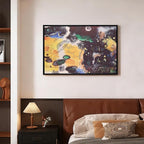 Charouse 1 Piece Framed Wall Decor Painting Gold Black Abstract Modern Pastoral Artistic Wall Art for Living Room Office Bedroom Cafes Urban Fields Sky Pictures Christmas GIft Wall Decor 24 * 16 Inch