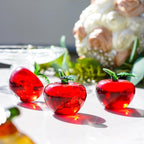 Hand Blown Glass Red Apple Figurine Crystal Fruits Collectibles Apples Art Ornament Decoration for Home Office Kitchen Gift for Women