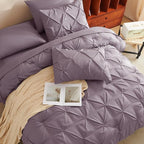 CozyLux Full Size Comforter Sets Grayish Purple, 7 Pieces Bed in A Bag Purple Comforter Full Size, Pinch Pleat Bedding Sets with All Season Comforter, Sheets, Pillowcases & Shams