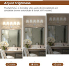 Kvhilw Bathroom Vanity Light, Brushed Nickel Bathroom Light Fixtures, 5-Light Lighting Fixtures Over Miror, Modern Wall Sconce with Flared White Fabric Shade, E26 Socket(ETL Listed)