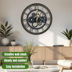 24 Inch Wall Clock, Gear Clock, Silent Non Ticking, Battery Operated Large Wall Clocks for Living Room Decor, Kitchen, Office (Vintage Industrial Steampunk)