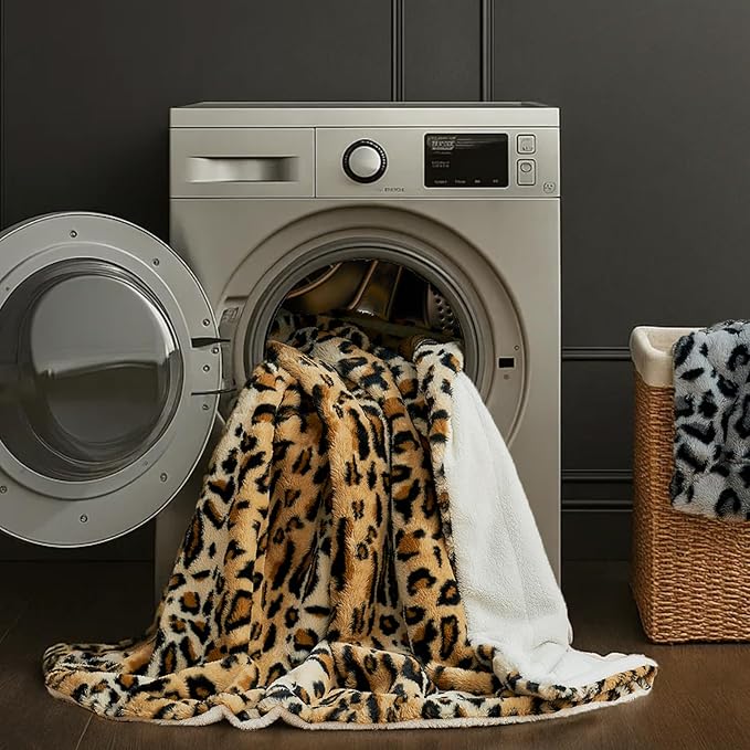 Cozy Bliss Luxury Faux Fur Throw Blanket Leopard Print, Non Shedding Double Sided Sherpa Blankets Super Soft Fluffy Thick Warm Throws Home Decor for Couch Bed Sofa Women,60"*80"Inches Brown Leopard
