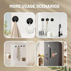4Pcs New Model No-Drill Suction Cup Hooks for Door Wreaths, Wreath Hangers for Front Door, Suction Cup Hooks for Shower, Removable, Waterproof & Rustproof (Black)