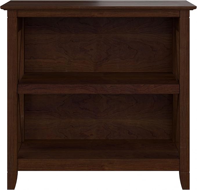 Bush Home Key West Small 2 Shelf Bookcase in Bing Cherry, Compact Home Organizer, Vertical Storage Solution, Bookshelf for Office or Living Room