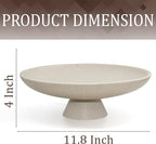 Modern Resin Pedestal Decorative Bowl, Large Fruit Bowl for Kitchen Counter, Stylish Key Bowl for Entryway Table, Beige