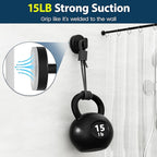 pickpiff Suction Cup Hooks for Shower: 15 LB Strong Wall Hanger for Bathroom, Front Door, Glass, Window, RV, Holder for Towel, Christmas Wreath, Coat, Loofah, Waterproof & Reusable, Black 6-Pack