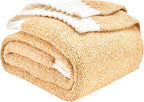CozeCube Super Soft Fullfy Microfiber Reversible Knitted Blankets, Warm Cozy Fuzzy Plush Throw, Orange and White Melange Throw Blanket for Couch Bed Sofa, 50" x 60"