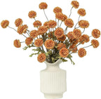 DuHouse 6pcs Artificial Flowers Faux Silk Pompon Mum,Silk Small Mini Chrysanthemum Ball with Stems for DIY Bouquets Centerpieces Vase Home Table Kitchen Decorations(Vintage Yellow)