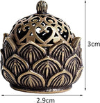 Gold Classic Incense Burner,Mini Lotus Cone Incenses Holder, 2.9 * 3cm Vintage Lotus Flower Shaped Incense Holder for Stick and Cone, Incense Holders