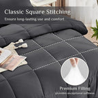JOLLYVOGUE King Comforter Set, Ultra-Soft Bed in a Bag King Size 7 Pieces, Oeko-TEX Certified Bedding Set with Down Alternative Comforter, Sheets, Pillowcases & Shams, Dark Grey