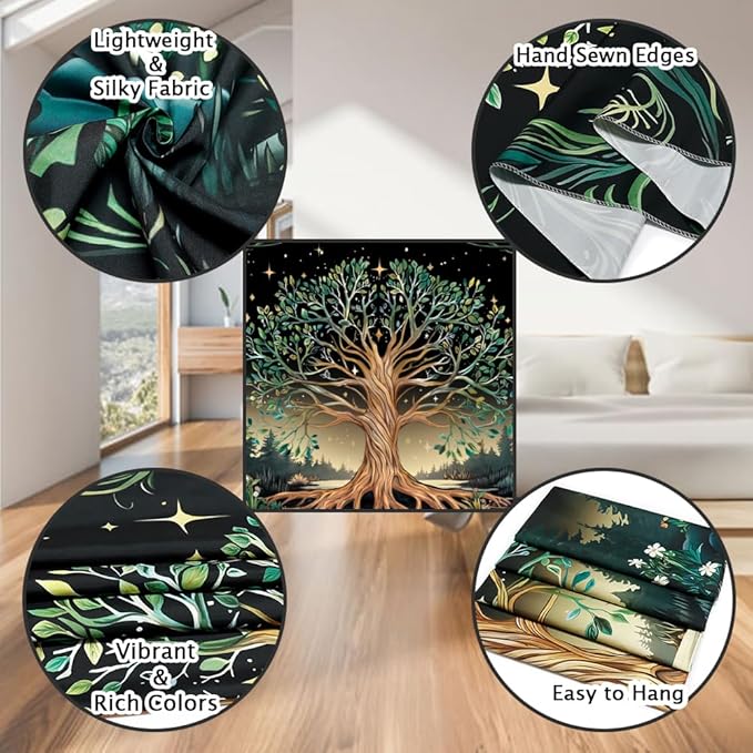 Leofanger Tree of Life Tapestry Psychedelic Mystic Floral Tapestry Vintage Plant Flower Wall Tapestries Aesthetic Tree Tapestries Wall Hanging for Home Decor(51.2"x59.1")