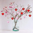 24 Pieces Heart Shaped Ornaments Valentine's Day Heart Ornaments for Valentine's Day, Hearts Baubles Decorations for Valentines Wedding Anniversary Home Party Decor(Red, Pink)