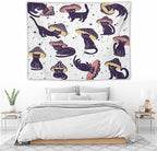 VUMIVI Funny Cat Mushroom Tapestry Retro 70s Hippie Style Cute Black Kitten Star Aesthetic Art Print Tapestry Wall Hanging for Living Room Bedroom Dorm Classroom Aesthetic Decor W80xL60in