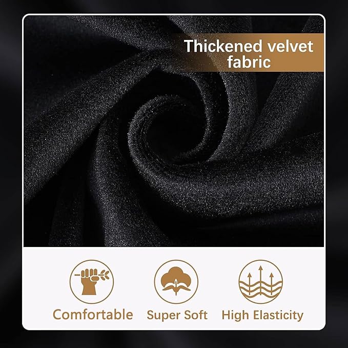 hyha Velvet Couch Cushion Covers, Soft Sofa Seat Covers for sectional Cushion Couch Washable, Magic Sofa Slipcover with Elastic Bottom, Non-Slip Furniture Protector for Pets, Kid(Small, Black)