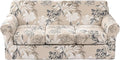 KRFOONN 4 Piece Stretch Sofa Couch Covers for 3 Cushion Couches Printed Sofa Slipcover with 3 Separate Seat Cushion Covers Washable Sofa Slip Covers Furniture Protector for Pets Kids (Large, 26)
