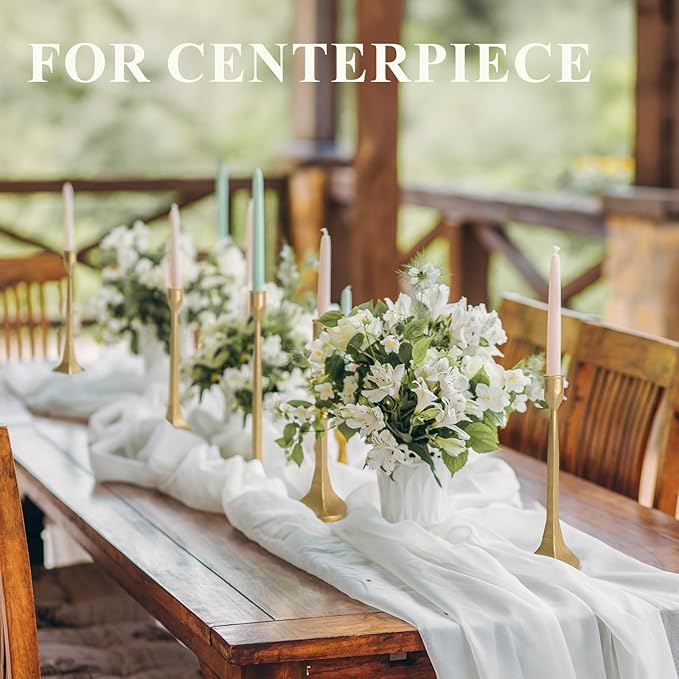 Cast Iron Tall Antique Brass Candlestick Holders Set of 3, Bronze Vintage Gold Tall Taper Candle Holders, Candle Sticks Holders Decor for Home Decor, Mantle, Table-11.8"+13.8"+15.4"(Gold)