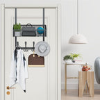 Over The Door Hooks Organizer, Coat Rack Over The Door Storage Hanger Towel Rack, Back of Door Storage Organizer for Bathroom,Bedroom,Kitchen,Office (Black, 2-Tier)