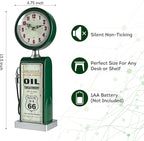 Lily's Home Old Fashioned Route 66 Gas Pump Mantle Clock, Silent-Non-Ticking with Quartz Movement, Makes an Ideal Gift for Antique Sign Collectors, Green (13 1/2" x 4 3/4")
