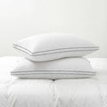 Feather Pillows Standard Size Set of 2 Goose Down Pillows with 100% Breathable Cotton Cover, Hotel Collection Bed Pillows for Sleeping, Soft Support for Back, Stomach and Side Sleepers