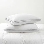 Feather Pillows Standard Size Set of 2 Goose Down Pillows with 100% Breathable Cotton Cover, Hotel Collection Bed Pillows for Sleeping, Soft Support for Back, Stomach and Side Sleepers