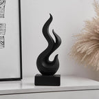 Modern Abstract Art Table Decoration, Gold Decor Flame Statue for Living Room Home, Black Shelf Decor Accents, Abstract Art Resin Sculpture for Dining Room, Office & Coffee Table Centerpiece (Black)