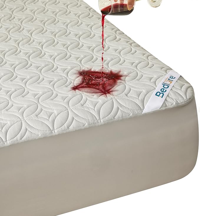 BEDLORE Waterproof Mattress Protector, Queen Size Mattress Pad with Deep Pocket 6"-18" Depth, Soft Dirt-Proof Double Bed Mattress Cover for Bedroom, College Dorm, Hotel (Light Gray)