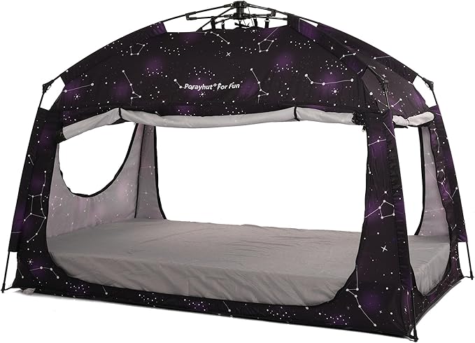 Indoor Instant Privacy Bed Tent for Sleeping,Quick Set-up Bed Canopies,Portable Bed Drapes with Large Space and 3 Doors (Starry, Full)