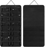 AROUY Sunglasses Organizer Storage, Hanging Dust Proof Wall Pocket Glasses Organizer - 16 Felt Slots Sunglass Organizer Holder with Metal Hook and Sturdy Rope (Black, Dust Proof)