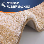 OLANLY Bathroom Rug Set 2 Piece, Soft Absorbent Microfiber Bath Rug Set, Non-Slip, Machine Wash Dry, Plush Shaggy Bath Mats for Bathroom (30"x20"+24"x16", Beige)