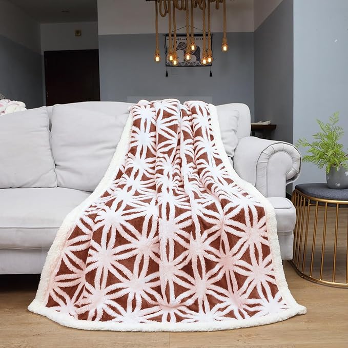 LOMAO Sherpa Fleece Blanket Fuzzy Soft Throw Blanket Dual Sided Blanket for Couch Sofa Bed (Brown, 60''x80'')