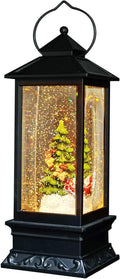 Eldnacele 12" Christmas Musical Snow Globe Lantern USB Lined Batteries Operated Water Glittering Lighted Lantern Santa Claus with 6H Timer Centerpiece (Santa Sleigh)