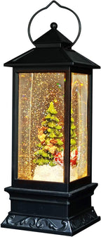 Eldnacele 12" Christmas Musical Snow Globe Lantern USB Lined Batteries Operated Water Glittering Lighted Lantern Santa Claus with 6H Timer Centerpiece (Santa Sleigh)