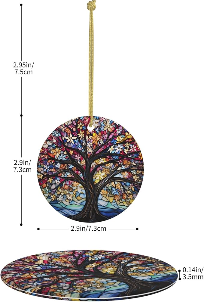 Tree of Life Ornament Christmas Decoration Christmas Tree Ornaments Gift Round Ceramic Bauble Present Holiday Keepsake