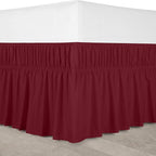 Utopia Bedding Full Elastic Bed Ruffle - Easy Wrap Around Ruffle - Microfiber Bed Skirt with Adjustable Elastic Belt 16 Inch Tailored Drop - Hotel Quality Bedskirt, Fade Resistant (Full, Burgundy)