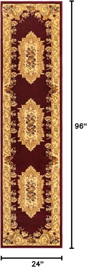 Rugs.com Chateau Collection Rug – 2' x 8' Runner Red Medium Rug Perfect for Hallways, Entryways