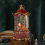 Christmas Snow Globe Lantern with Santa Claus – Vintage 8 Songs Musical Box, Automatic Snowfall, Led Light, USB or Battery Powered,for Christmas Festival Home Fall Decoration Gifts, Red