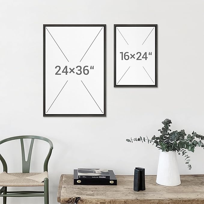 MUDECOR Framed Wall Art Print Set Vintage Landscape Subtle Forest and River in Earthy Tones Illustrations Modern Art Boho Decorative Colorful Chic for Living Room, Bedroom, Office - 16"x24"x3 Black