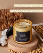 M&SENSE Candles Lemon Vanilla Scented, 11.6oz 70 Hour Long Lasting Candles for Home, 2 Wick Natural Soy Wax in Glass Jar, Stress Relief Gifts for Women and Men