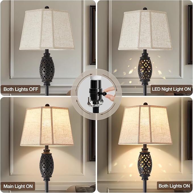 Luvkczc Vintage Floor Lamp with Cutout Design & Glowing Light - Resin Elegant Standing Lamp for Living Room, Bedroom, Office (Includes Bulb)