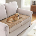 H.VERSAILTEX Couch Cover Chenille Pet Fuzzy Sofa Covers for 2 Cushion Couch Anti Slip Washable Sofa Slipcovers with Strap Soft Couch Protector Cover for Dogs Cats Kids(27.6" x 59",Khaki)