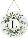 Smile Monogram Letter L Wreaths Wooden Welcome Sign, Family Last Name Initial Front Door Wall Decoration, Floral Spring Summer Porch Rustic Home Kitchen Decor