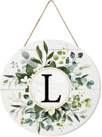 Smile Monogram Letter L Wreaths Wooden Welcome Sign, Family Last Name Initial Front Door Wall Decoration, Floral Spring Summer Porch Rustic Home Kitchen Decor