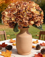Kimura's Cabin 6Pcs Faux Hydrangea Flowers Vintage Artificial Silk Hydrangeas Flowers with Stems Fake Hydrangea Bouquets for Autumn Farmhouse Home Wedding Table Center Decoration（Autumn Yellow